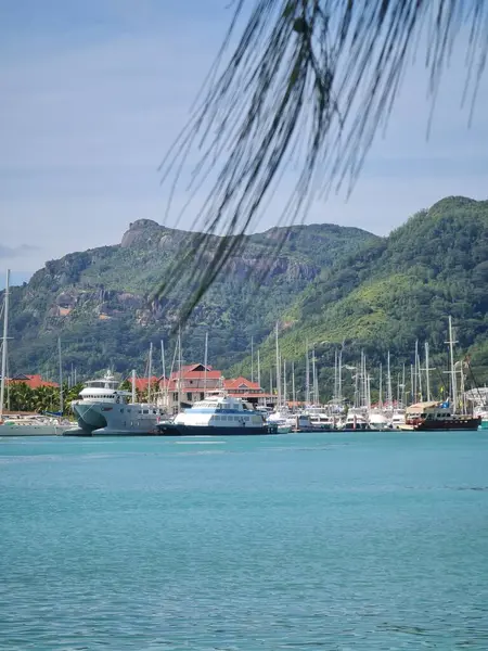 Baie Beau Vallon - Seyşeller 'deki Mahe adasında tropikal plaj