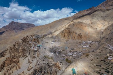 Dhankar village in Spiti valley, Himachal Pradesh, India. clipart