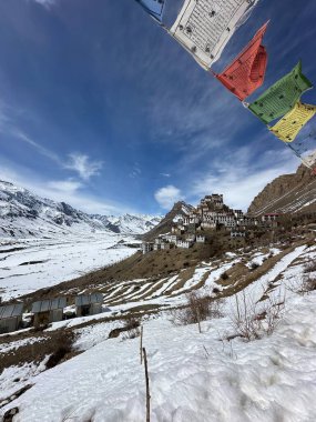 Hindistan, Spiti Vadisi 'ndeki Kee Manastırı manzarası