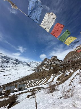 Hindistan, Spiti Vadisi 'ndeki Kee Manastırı manzarası