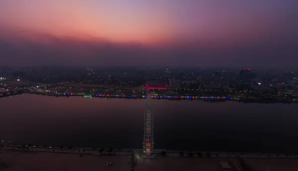 Stock image Atal Bridge, Ahmedabad City, Night View, Ahmedabad