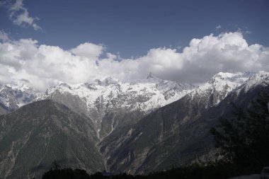 Kinnaur Kailash, alacakaranlıkta, Kalpa, Kinnaur ilçesi, Himachal Pradesh, Himalayalar, Hindistan