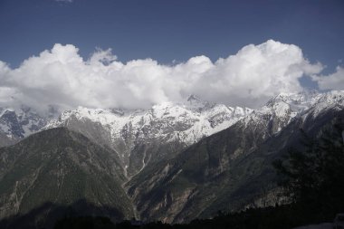 Kinnaur Kailash, alacakaranlıkta, Kalpa, Kinnaur ilçesi, Himachal Pradesh, Himalayalar, Hindistan