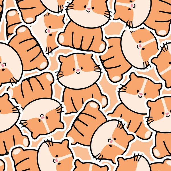 Padrão Sem Emenda Hamster Bonito Sentar Adesivo Background Pet Desenho — Vetor de Stock