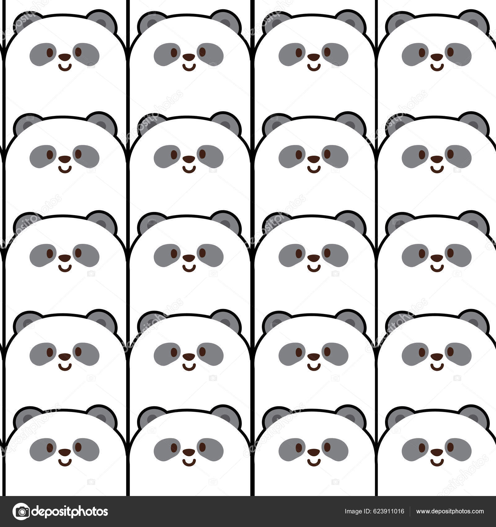 Repeat Seamless Картина Милой Панды Лица Background Bear Персонажа.