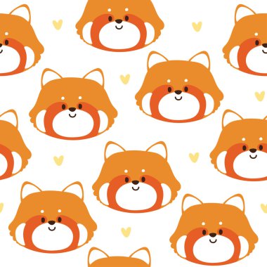 Beyaz arka planda küçük bir kalbi olan kusursuz bir yüz şekli. Vahşi hayvan karakteri çizimi. Bebek kıyafetleri. Çocuk grafiği..