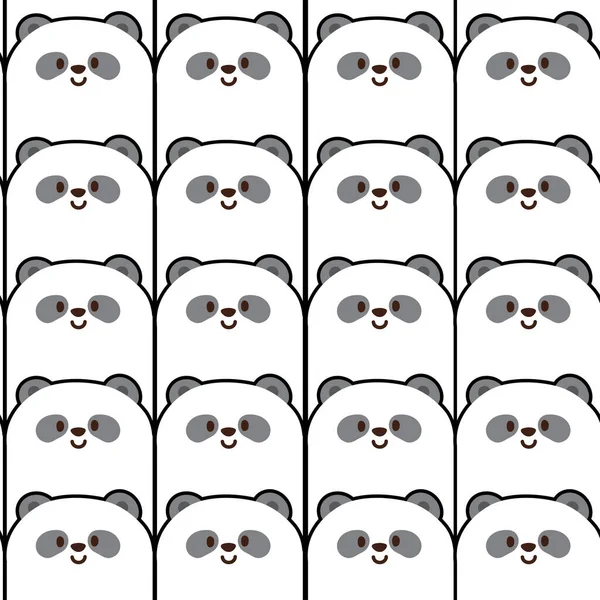 Repeat Seamless Motif Mignon Visage Panda Background Bear Personnage Dessin — Image vectorielle