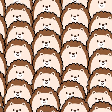 Tekrar ediyorum. Tatlı kirpi arka planının kusursuz deseni. Vahşi hayvan karakteri tasarımı. Kart, poster, çıkartma için görüntü..