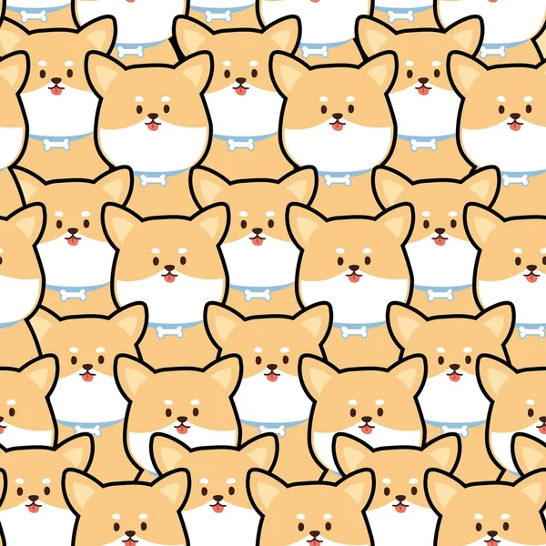 Wiederholung Nahtloses Muster Von Niedlichen Corgi Hund Background Pet Cartoon — Stockvektor