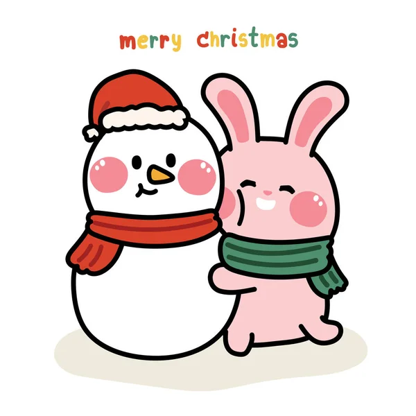 Joyeux Noël Concept Winter Snow Animal Personnage Dessin Animé Design — Image vectorielle