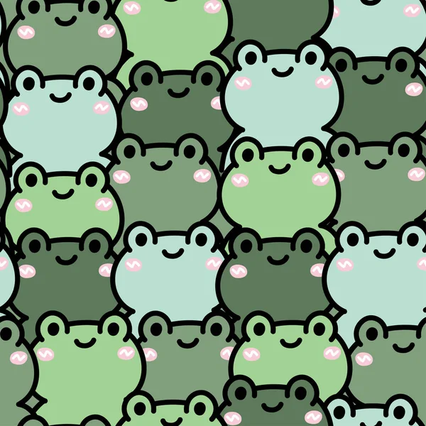 Opakovat Bezešvé Vzor Roztomilé Žába Kreslené Pozadí Wild Zvířecí Charakter — Stockový vektor