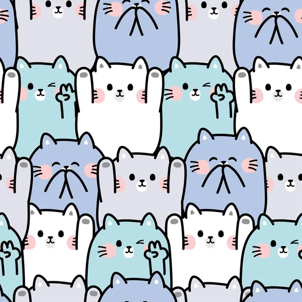 stock vector Repeat.Seamless pattern of cute cat greeting cartoon background.Pastel color.Meow lover.Image for card,poster,pet shop,baby clothing.Kawaii.Vector.Illustration.