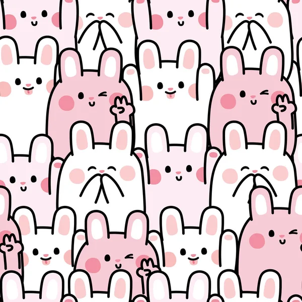 兔子背景的无缝图案 宠物角色卡通设计 婴儿衣服的图像 Kawaii Vector Illustration — 图库矢量图片
