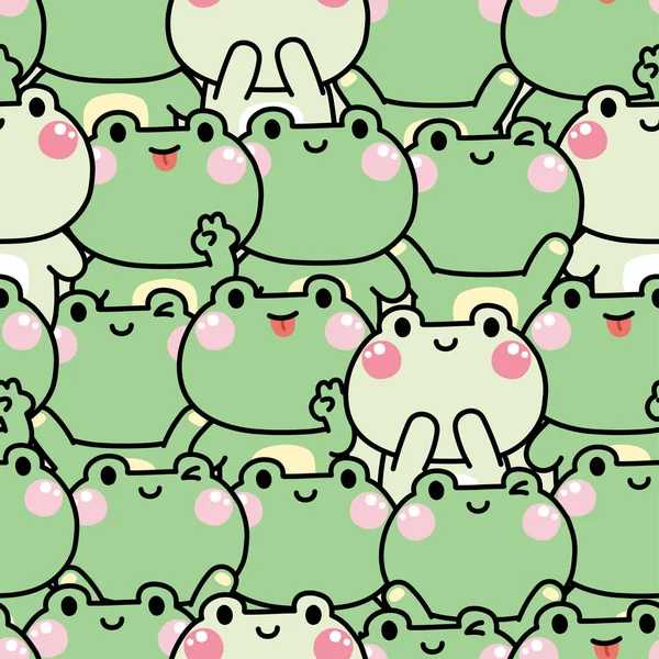 Opakovat Bezešvé Vzor Roztomilé Žába Pozadí Plaz Zvířecí Charakter Karikatura — Stockový vektor