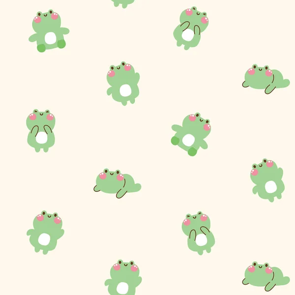 stock vector Seamless pattern of cute tiny frog in various poses on pastel background.Reptile animal character cartoon design.Image for card,poster,baby clothing,sticker.Kawaii.Vector.Illustration.