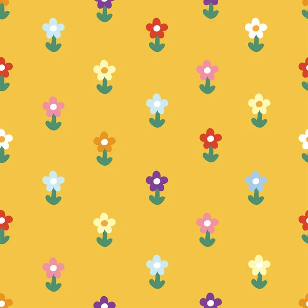 Nahtloses Muster Von Niedlichen Blume Bunten Background Tiny Icon Floral — Stockvektor