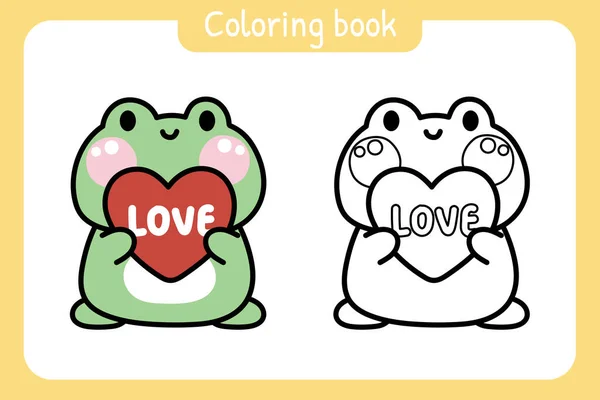 Libro Para Colorear Libro Pintura Para Niños Linda Rana Con — Archivo Imágenes Vectoriales