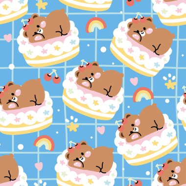 Tatlı, tatlı, gökkuşağı, kiraz, yıldız eli çizimi. Vahşi hayvan karakteri çizimi. Kart, çıkartma, bebek kıyafetleri için görüntü. Kawaii.Illustration