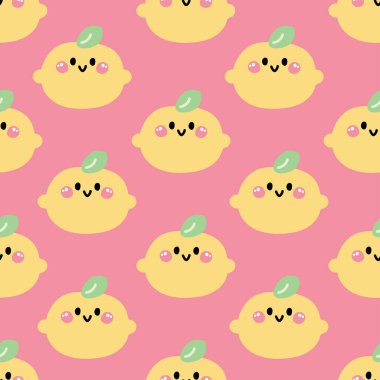 Kusursuz gülümseme şekli pastel arka planda limonla karşılaşıyor. Meyve ve sebzeler. Karakter çizimi. Kart, poster, bebek kıyafetleri.