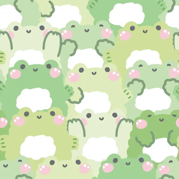 stock vector Repeat.Seamless pattern of cute frog doll in various poses background.Reptile animal character cartoon design.Image for card,sticker,baby clothing.Kawaii.Vector.Illustration.