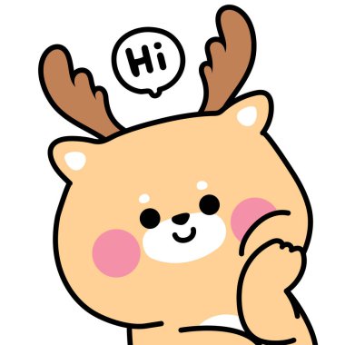 Sevimli geyik ayağı çenesi. Selamlar. Vahşi hayvan karakteri çizgi film tasarımı. Kart, kapak kitabı, kırtasiye, baskı ekranı, bebek yapımı..