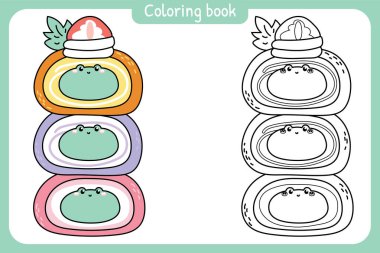 Boyama putları. Şirin kurbağa pastası. Pasta. Tatlı ve tatlı. Sürüngen hayvan karakteri karikatürü..