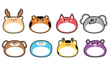 4 numara, şirin yuvarlak şekilli hayvanların göbeğinde boş yer var. Mesajınız için mesaj kutusu. Geyik, kaplan, tilki, fil, maymun, penguen, zürafa, su aygırı..