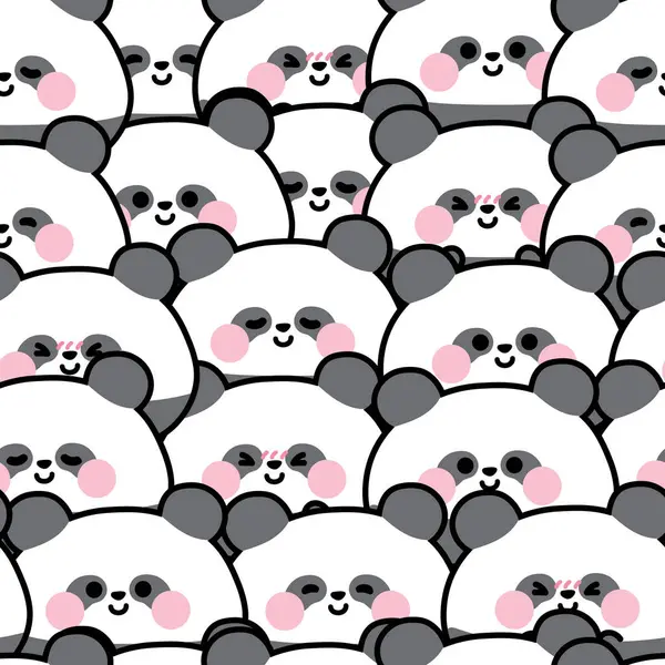 Tekrar ediyorum. Sevimli yüz pandanın kusursuz deseni çeşitli duygular taşır. Vahşi Çin hayvan karakteri karikatürü..