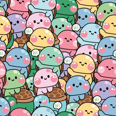 Tekrar ediyorum. Tatlı kaplumbağaların kusursuz desenleri birbirlerinin üstünde dururlar. Selamlaşırlar. Deniz altı hayvan karakteri çizgi film tasarımları. Rahatla..