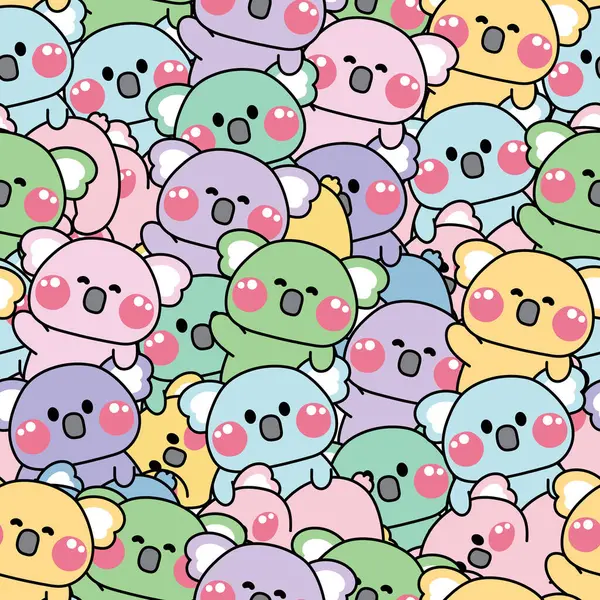 Tekrar ediyorum. Tatlı koala ayıcığının kusursuz deseni arka planda kalır. Memeli vahşi hayvan karakteri çizimi. Sakin ol..