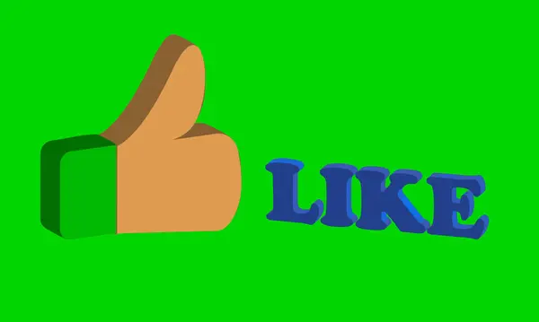 GREEN BACKground ile Like düğmesinin 3 boyutlu grafik sanatı. vlog varlıkları için uygun.