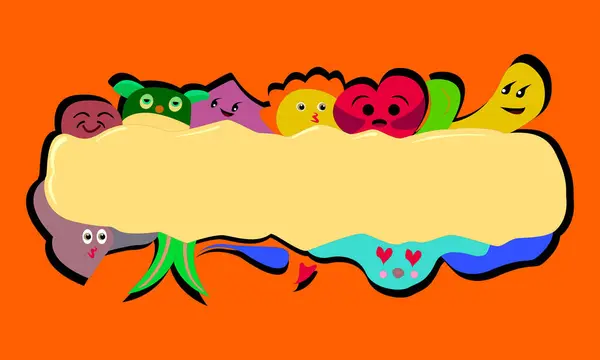 Çizgi film afişi gülümseyen emojinin çizimi