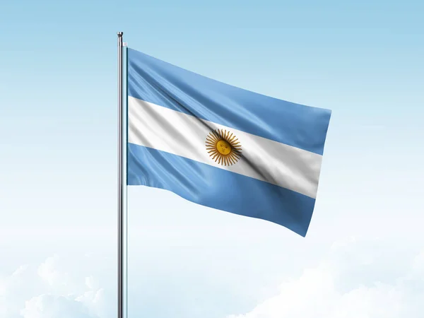 Argentinische Flagge Blauen Himmel — Stockfoto