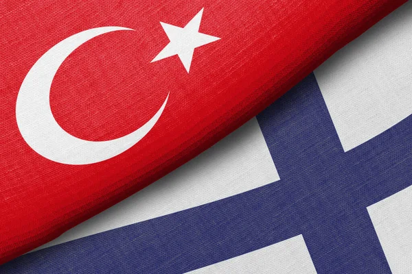 stock image Finland and Turkey Flags. NATO membership. Allies and friendly countries, unity, solidarity, handshake, cooperation