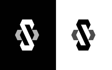S harfi logo tasarımı sol sağ ok, modern logo tasarımı, vektör