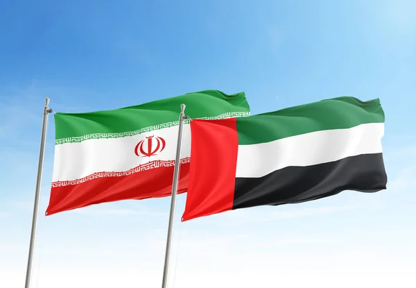 Iran United Arab Emirates Flags Allies Friendly Countries Unity Solidarity — Stock Photo, Image