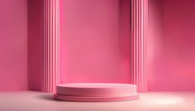 3d Pembe ters çevirmeli podyum yumuşak ışık stüdyosu