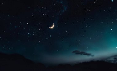 Sky night stars and moon, islamic night, twilight clipart