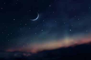 Gökyüzü yıldızları ve ay, İslami gece, alacakaranlık