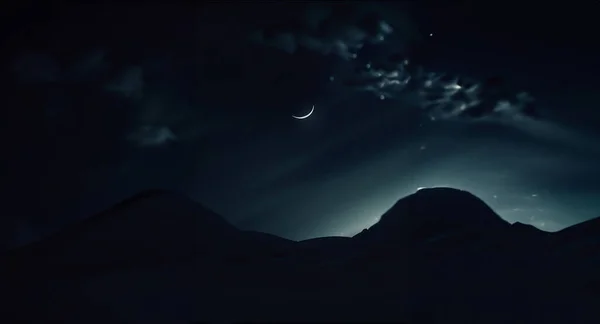 Niebo Gwiazdy Nocy Księżyc Islamska Noc Zmierzch — Zdjęcie stockowe