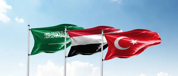 Saudi Arabia, Turkey and yemen country flags.