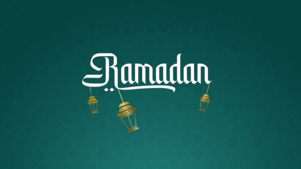 Ramadan Kareem Felirat Lámpásokkal Holddal Animációs Csomag — Stock videók