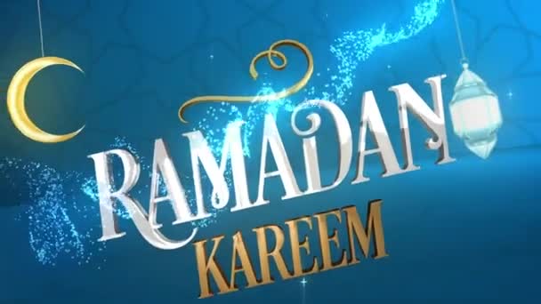 Ramadã Kareem Letras Com Lanternas Lua Pacote Animação — Vídeo de Stock