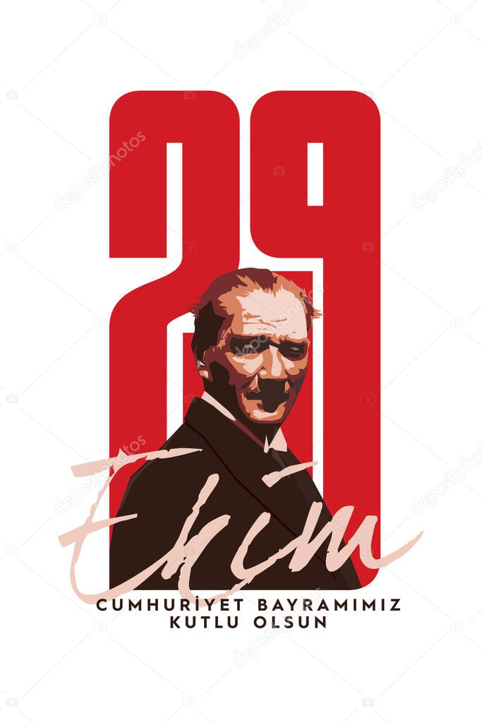 29 ekim Cumhuriyet Bayrami kutlu olsun. Translation: 29 october, republic day of Turkey. Typography vector design