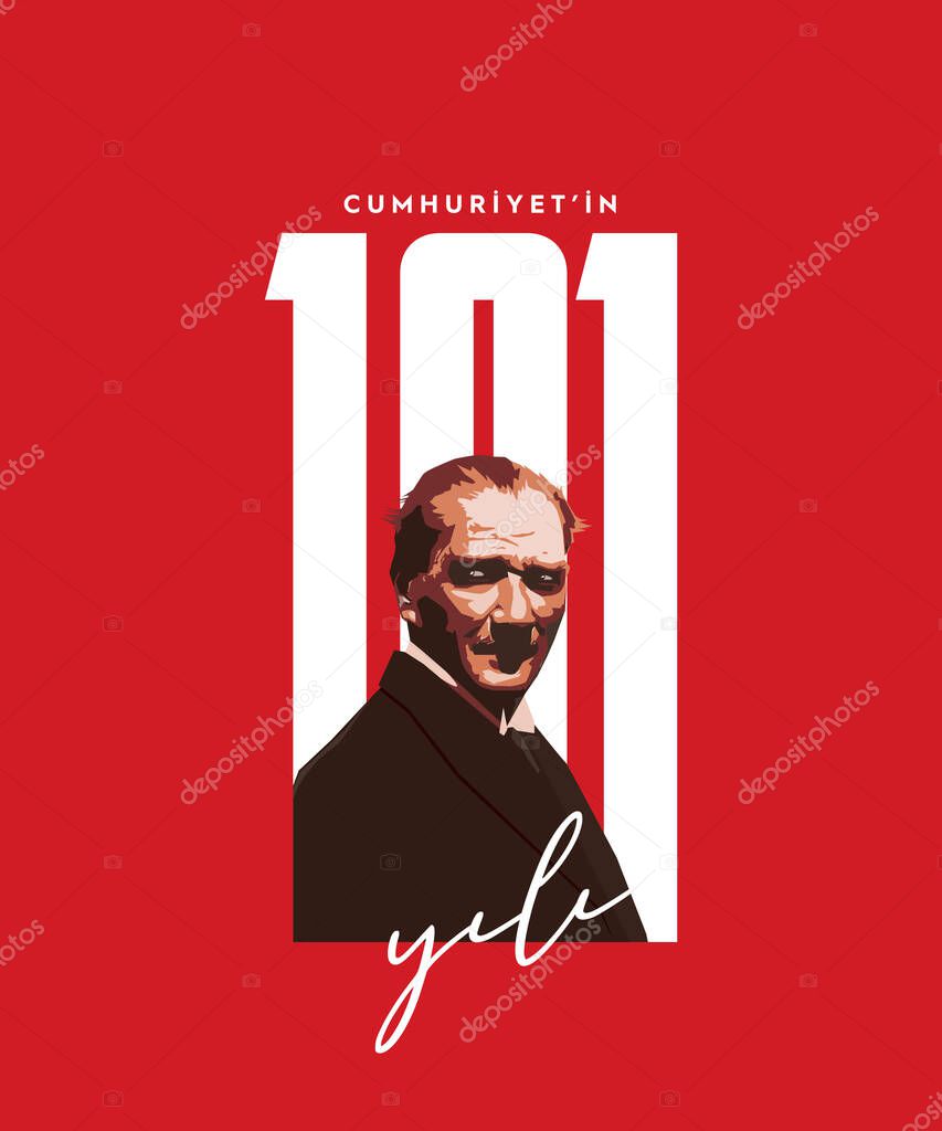 29 Ekim Cumhuriyet Bayrami kutlu olsun, Republic Day in Turkey. Translation: The Republic of Turkey is 101 years old.