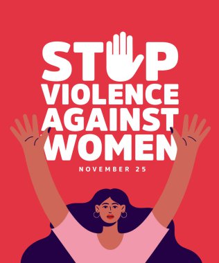 Stop Violence Against Women in The International Day, illustration and typography design clipart