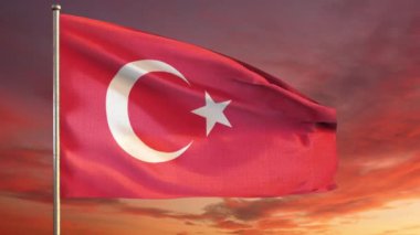 Hindi Bayrağı. Türkiye 'nin Saten kumaş desenli bayrağını sallıyor