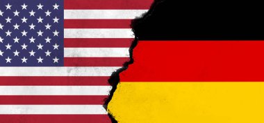 ABD ve Almanya. ABD bayrağı ve Almanya bayrağı, kriz, gerginlik, anlaşmazlık