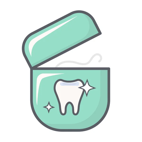 Icona Del Filo Interdentale Isolata Sfondo Bianco Illustrazione Vettoriale Odontoiatria — Vettoriale Stock