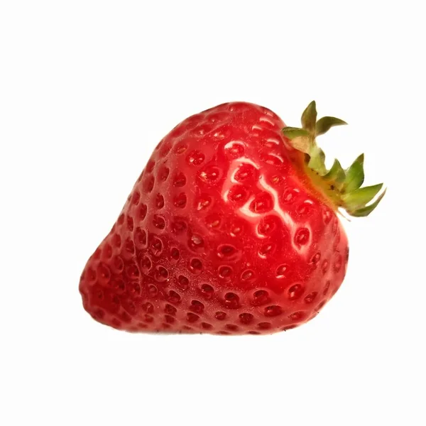 Erdbeere Isoliert Erdbeeren Isolieren Ganz Die Hälfte Erdbeere Auf Weiß — Stockfoto